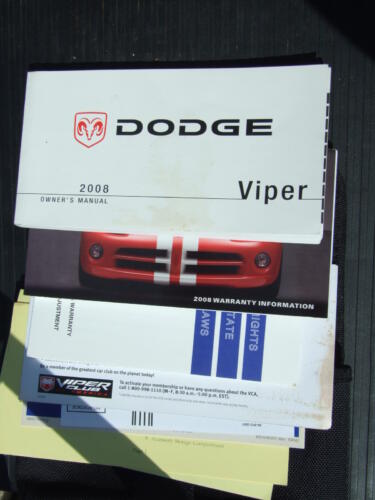 2008 Dodge Viper SRT-10 Conv Identification & Documents
