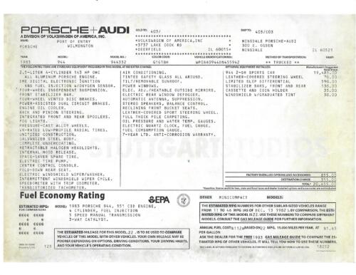 1983 Porsche 944 2Dr Coupe Documents 30 Photos